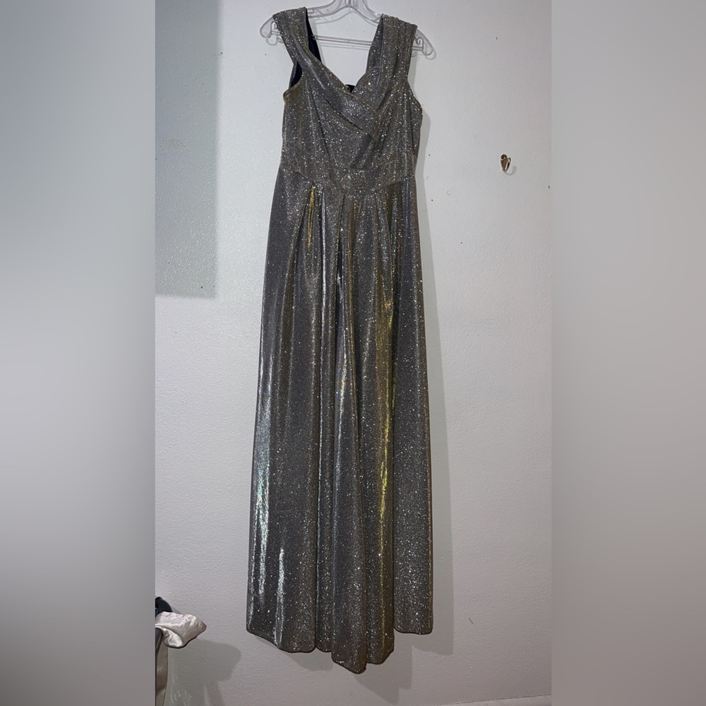 Silver glitter prom dress